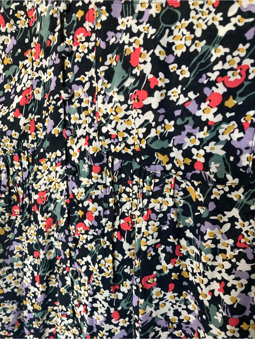 Maeve Anthropologie Black Floral V-Neck Long-Sleeve Blouse with Multicolor Print - Picture 4 of 6